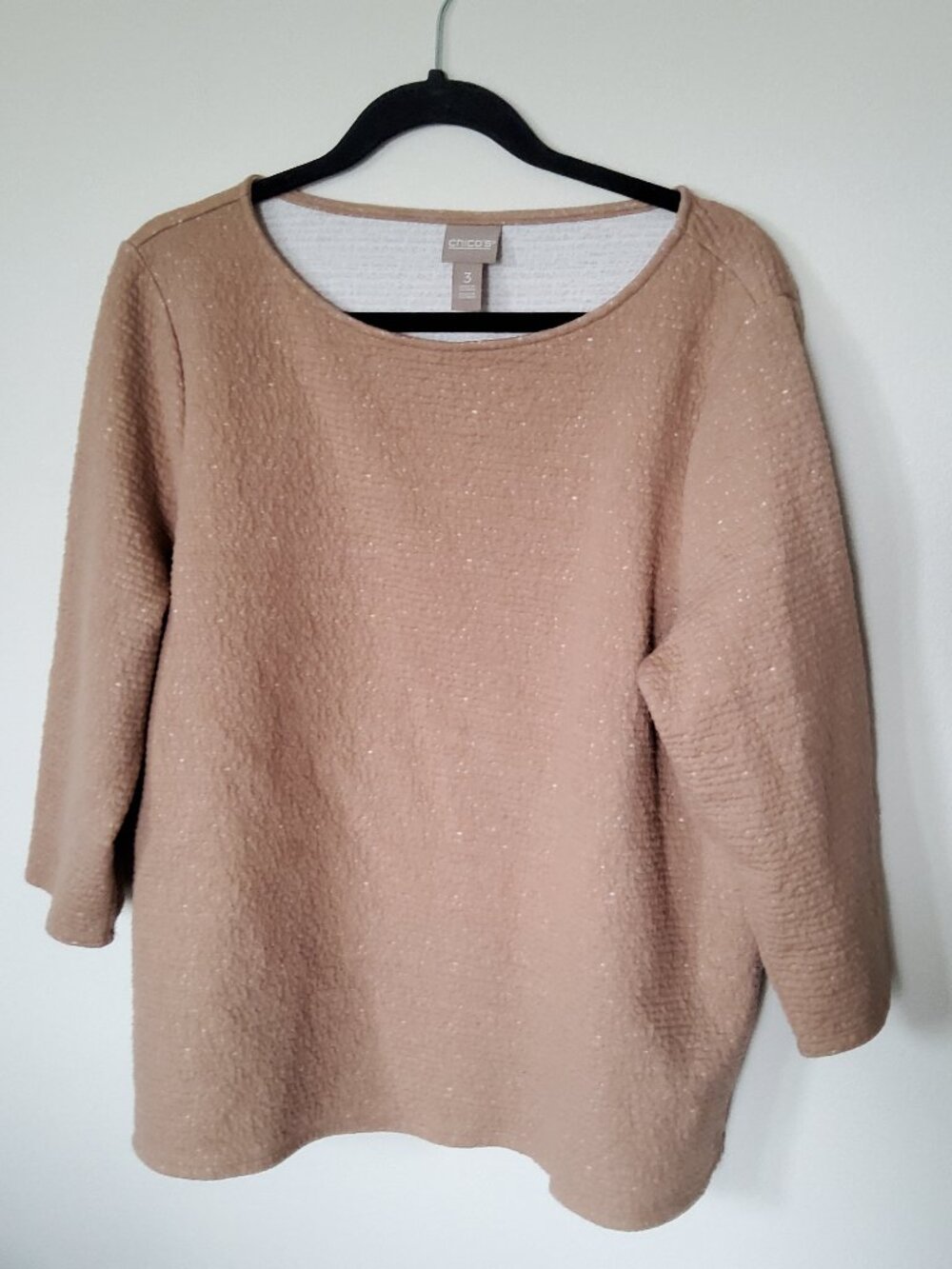 Chico's Textured boat neck tunic top size 3 or plus size 1X